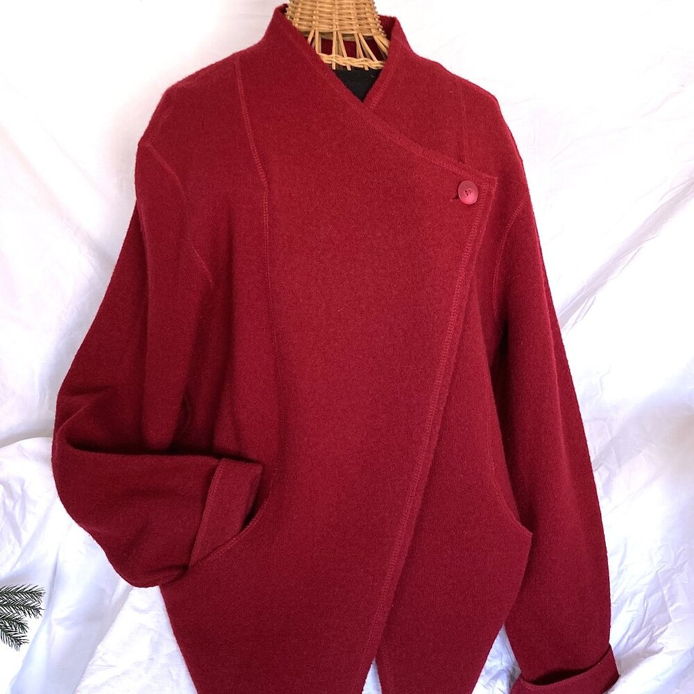Alexandra Bartlett Boiled Wool Jacket w/diagonal button closure, 2 pockets sz L